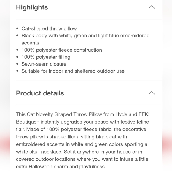 Hyde & EEK! Black Cat Throw Pillow Target Halloween 2025 - Picture 6 of 12